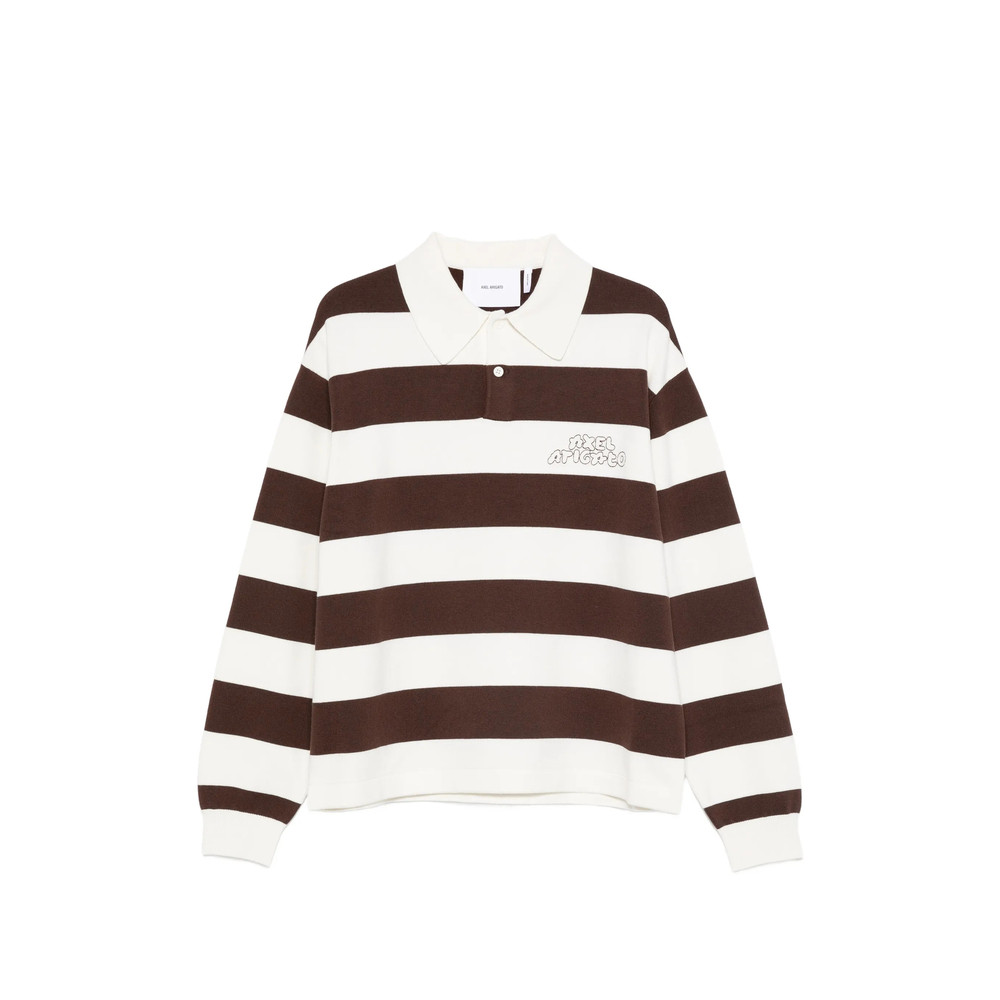 Axel Arigato Rey Striped Embroidered-logo Polo Shirt