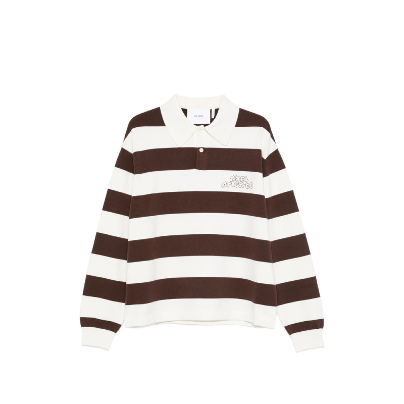 Axel Arigato Rey Striped Embroidered-logo Polo Shirt