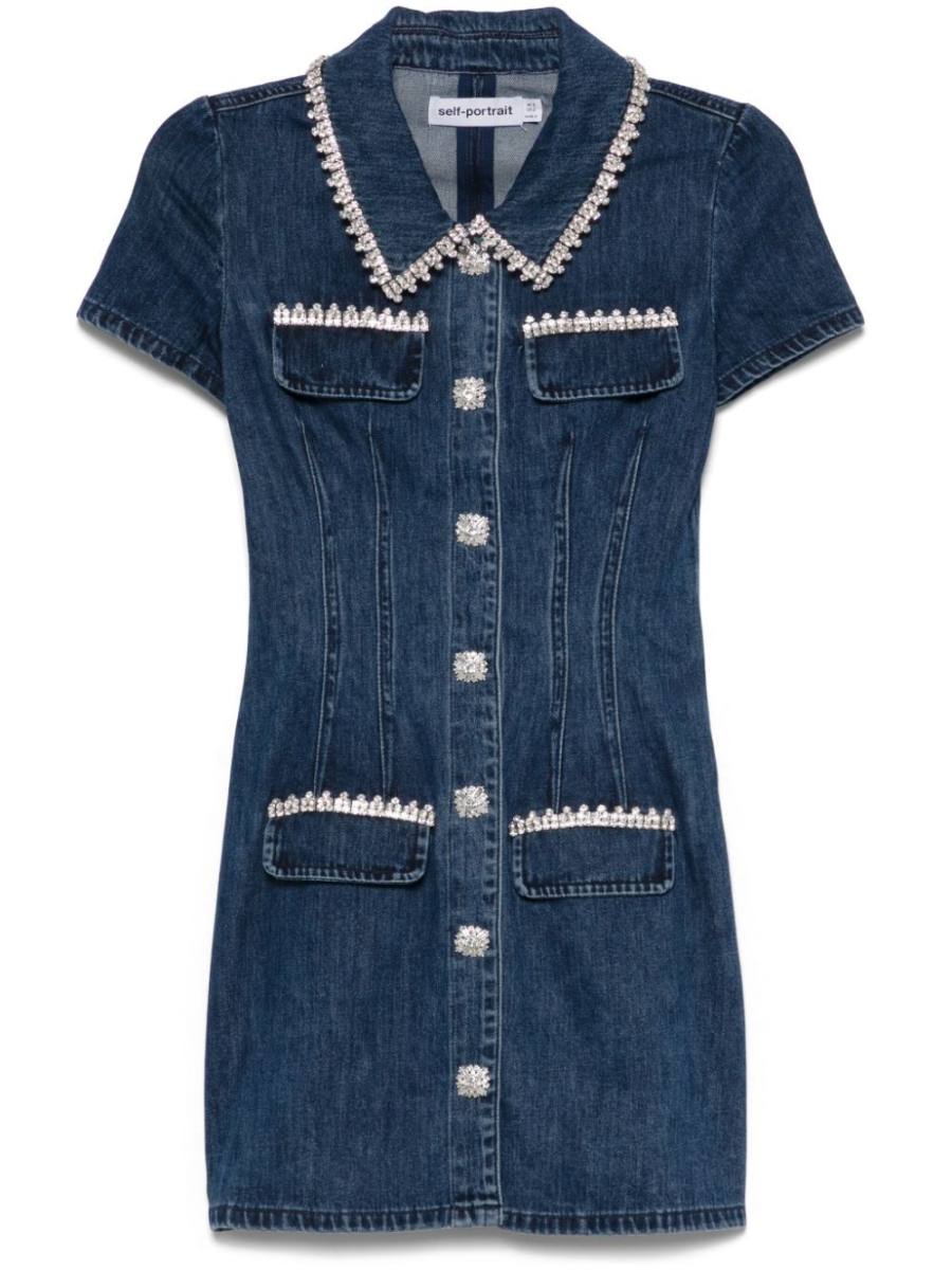 collared denim mini dress