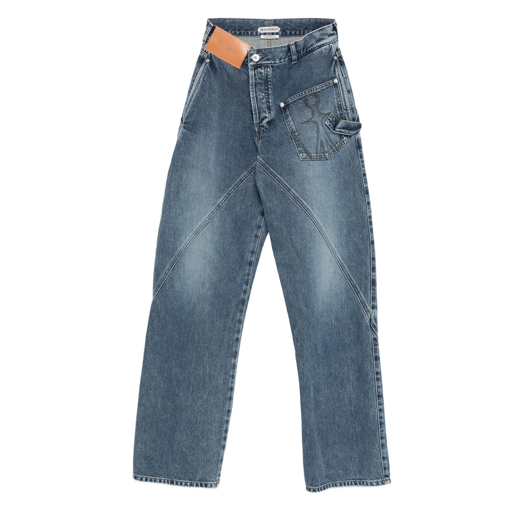 Jw Anderson Twisted-effect Logo-patch Denim Jeans