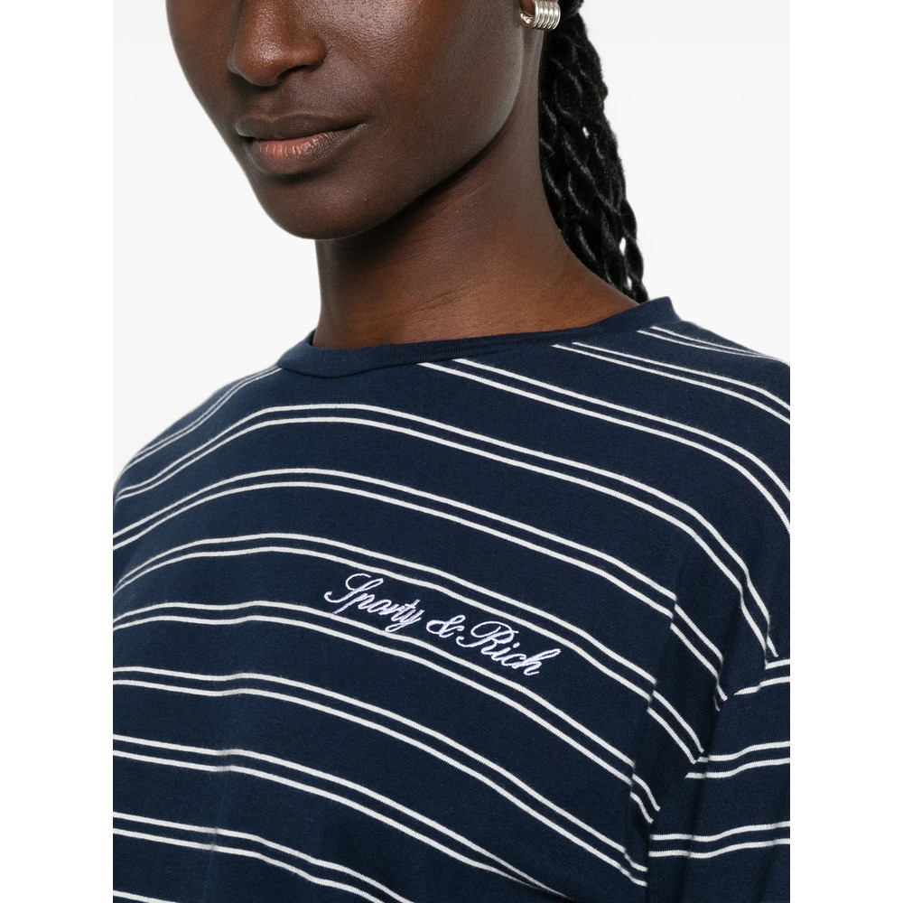 Sporty & Rich Signature Logo Striped Long-sleeve T-shirt