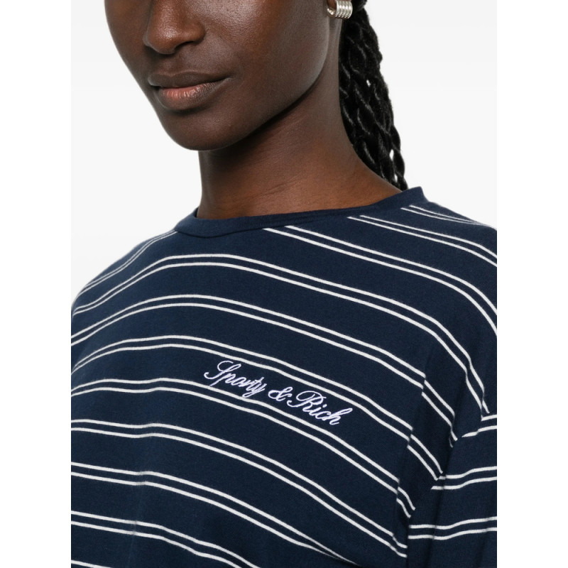 Sporty & Rich Signature Logo Striped Long-sleeve T-shirt