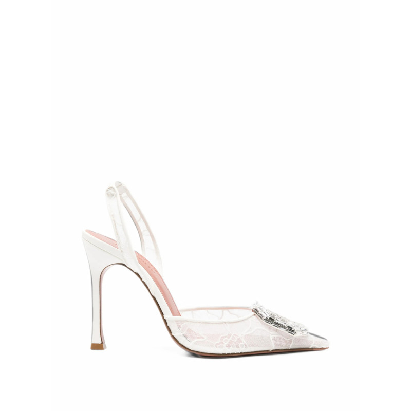 Amina Muaddi Camellia Crystal-embellished Lace Sandals