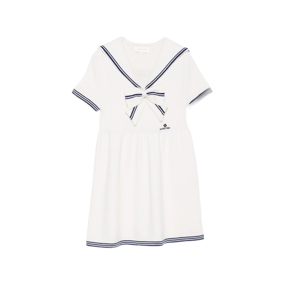 Shushu/tong Bow-detail Sailor-collar Mini Dress
