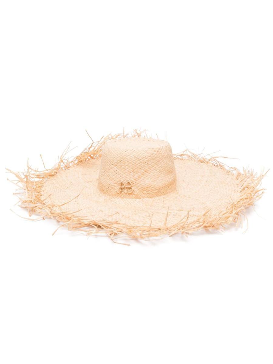 fringed wide-brim straw hat