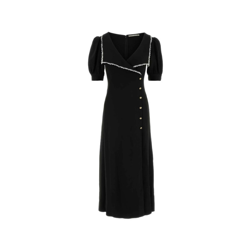 Alessandra Rich Cady Lace-trim Collar Midi Dress