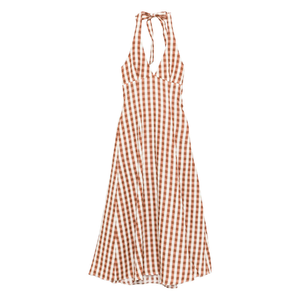 Faithfull The Brand Gingham Halterneck Midi Dress