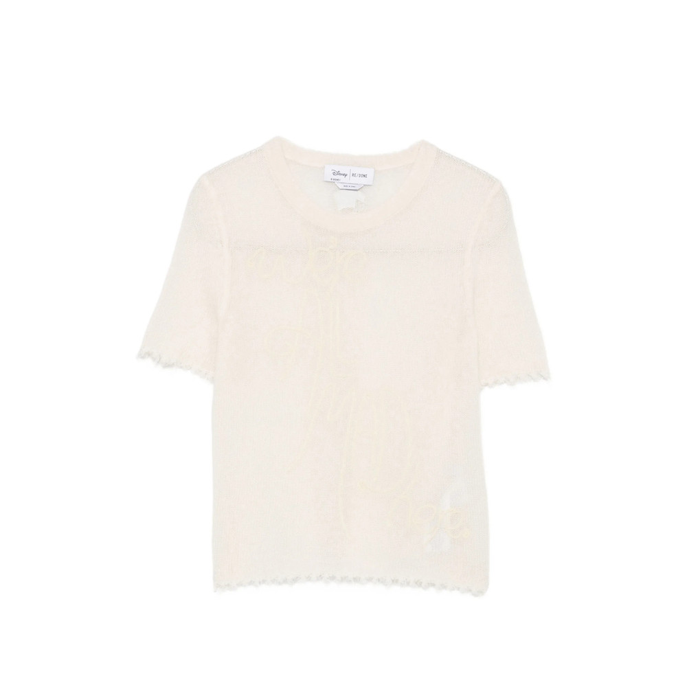 Re/done Embroidered Distressed T-shirt