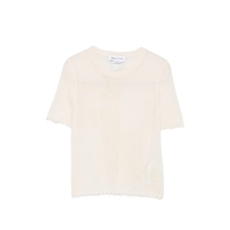 Re/done Embroidered Distressed T-shirt