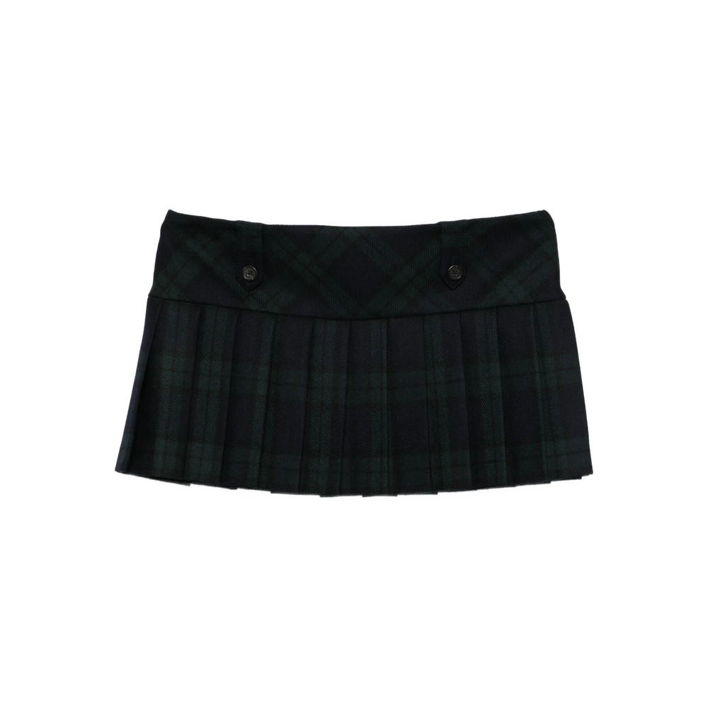 Miu Miu Pleated Plaid Mini Skirt