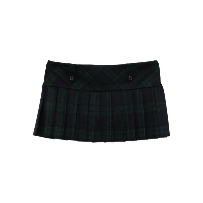 Miu Miu Pleated Plaid Mini Skirt