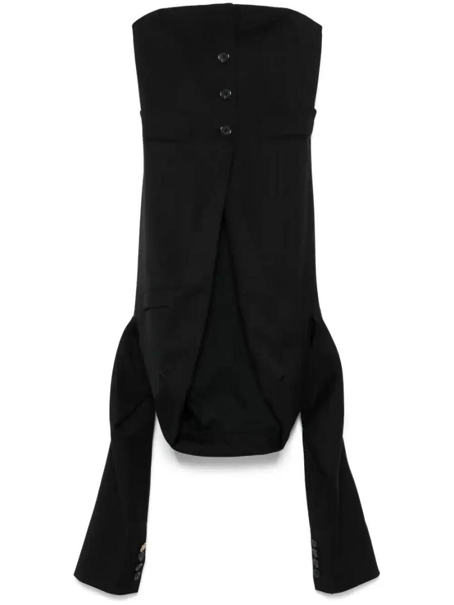 panelled strapless top