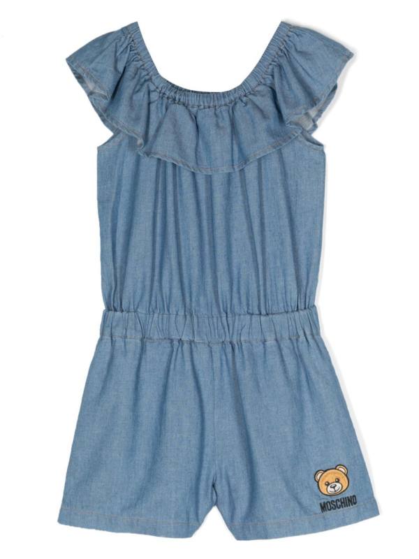 Teddy Bear-embroidered playsuit
