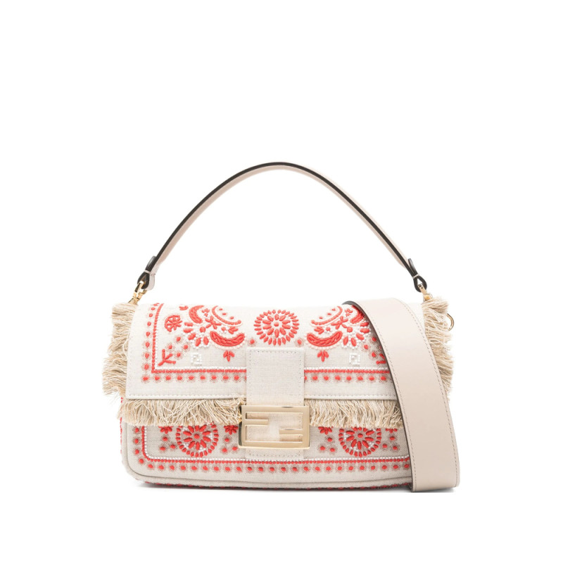 Fendi Baguette Embroidered Fringed Tote Bag