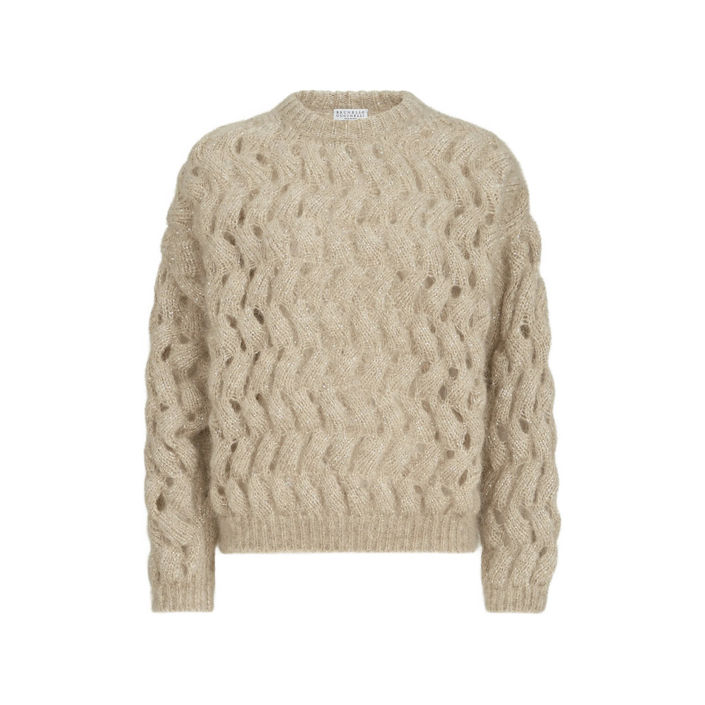 Brunello Cucinelli Dazzling Zigzag-cables Sweater In Mohair And Wool