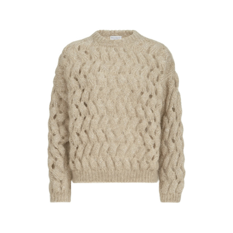 Brunello Cucinelli Dazzling Zigzag-cables Sweater In Mohair And Wool