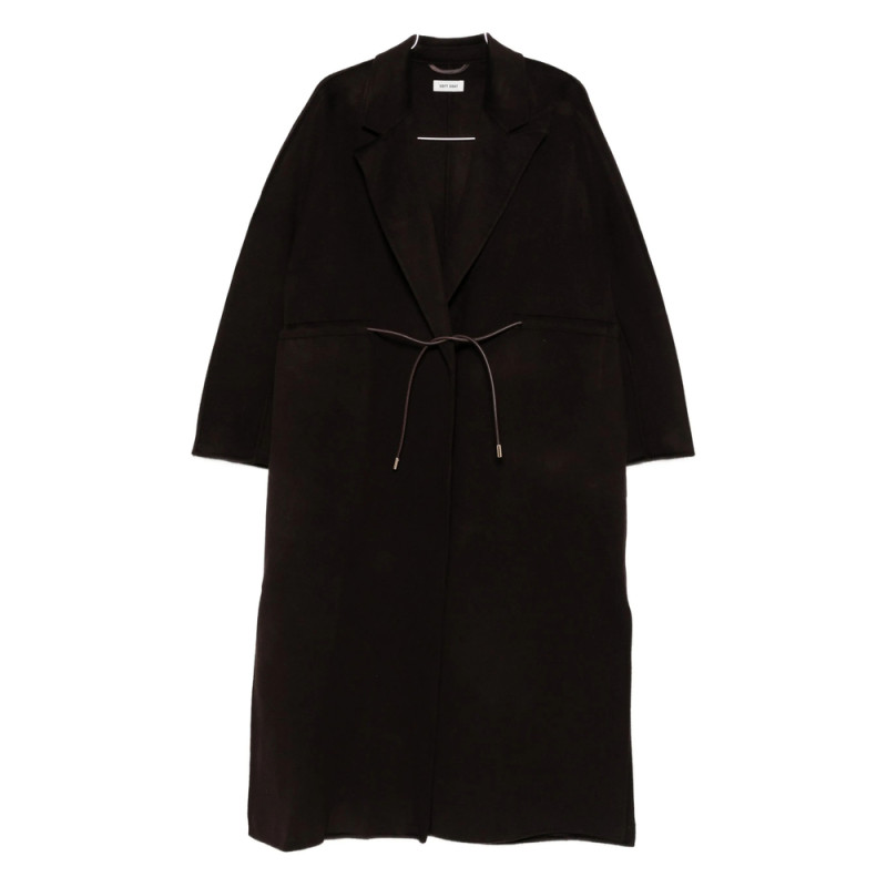 Soft Goat Drawstring Waist Lapel Coat