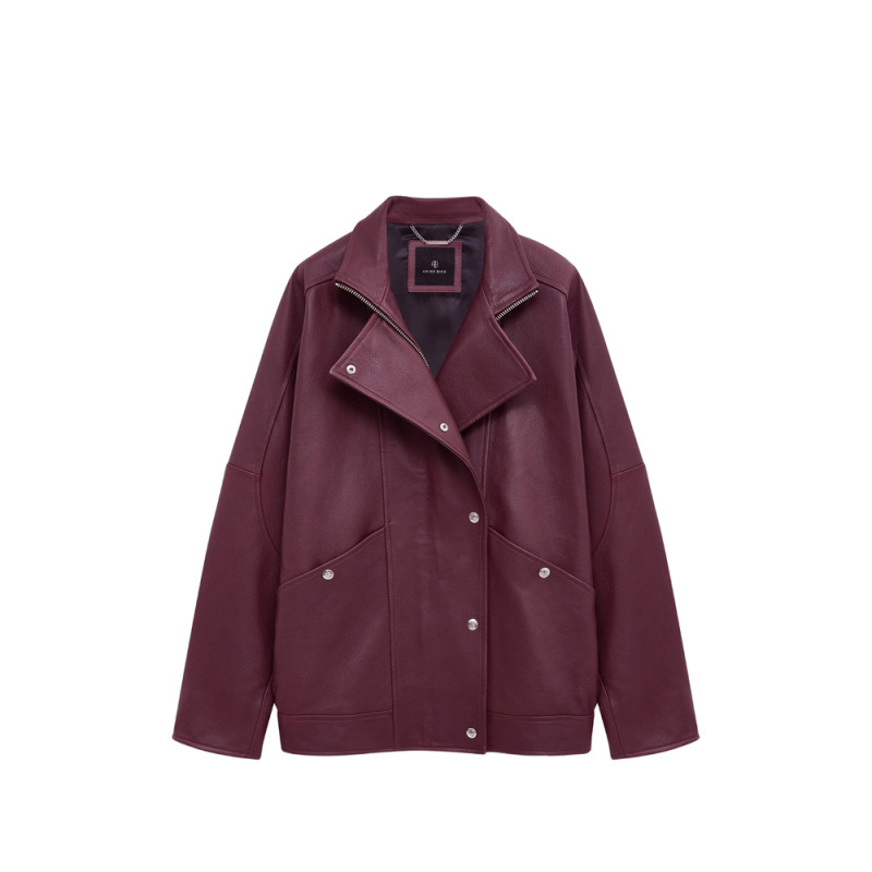 Anine Bing Sandy Jacket - Burgundy Leather