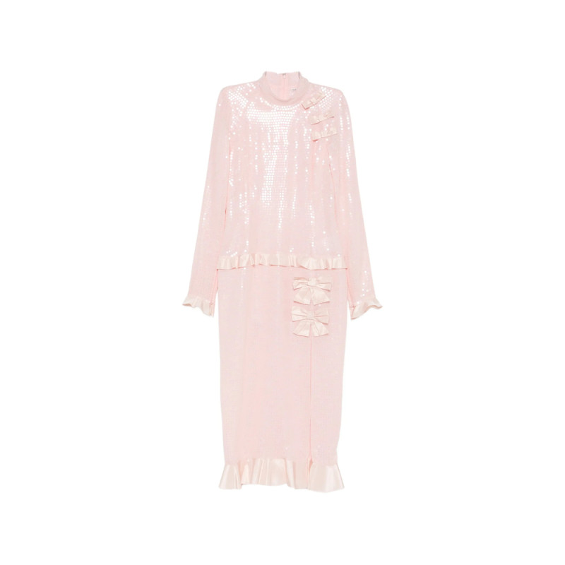 Alessandra Rich Sequin-embellished Bow-detail Midi Dress