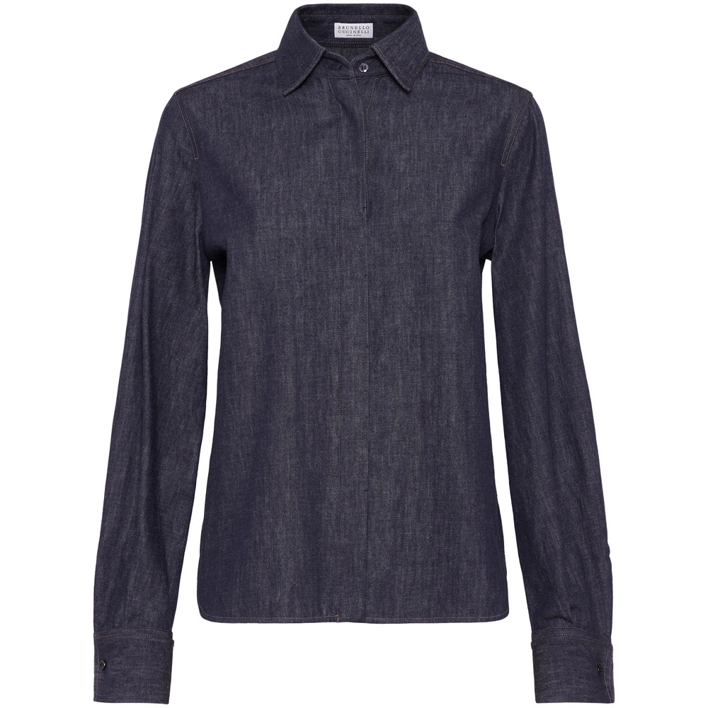Brunello Cucinelli Monili Bead-embellished Denim Shirt