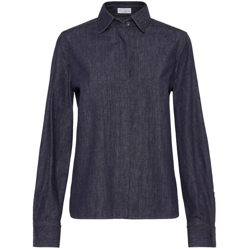Brunello Cucinelli Monili Bead-embellished Denim Shirt