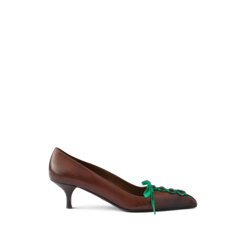 Prada Antiqued Leather Pumps