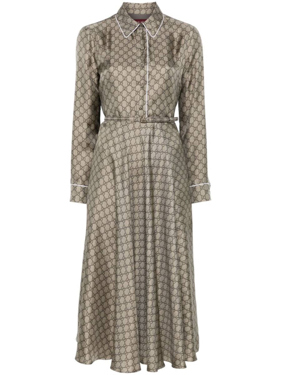 GG Supreme-print silk midi dress