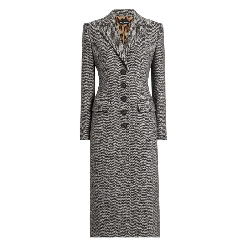 Dolce & Gabbana Herringbone Buttoned Coat