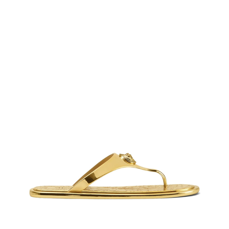 Versace Alia Metallic Flat Sandals