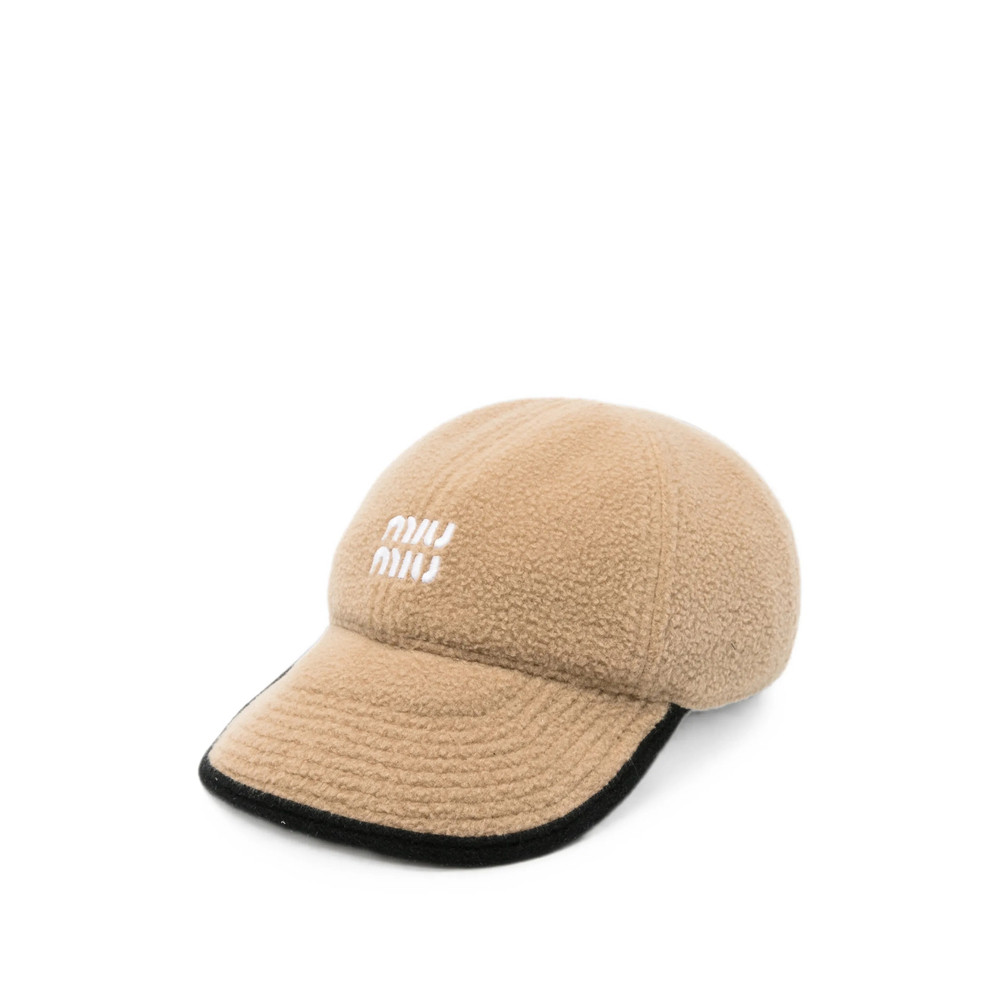 Miu Miu Logo-embroidered Camel Hair Baseball Cap