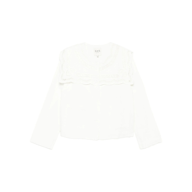 Sea Lace-trimmed Linen-cotton Jacket