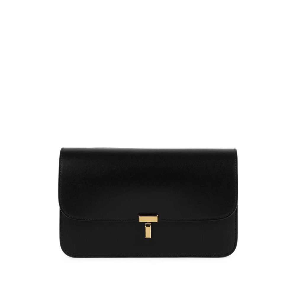 Toteme T-lock Leather Crossbody Black