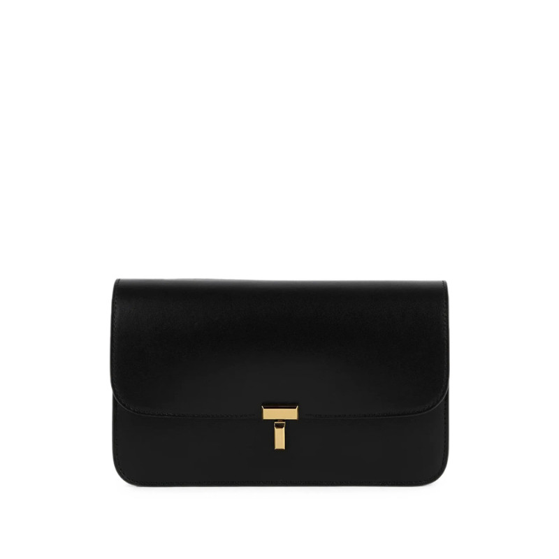Toteme T-lock Leather Crossbody Black