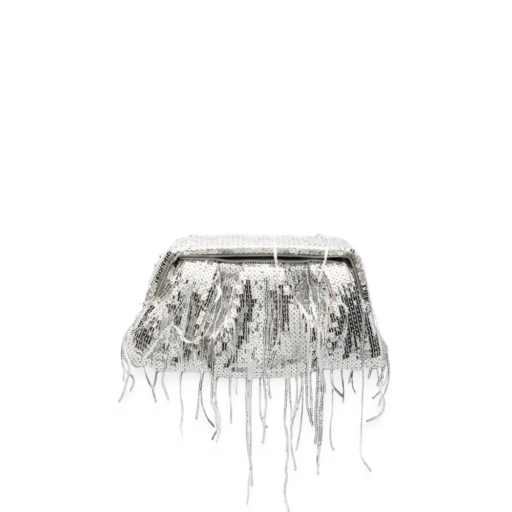 Themoirè Athena Sequin-embellished Fringed Clutch Bag