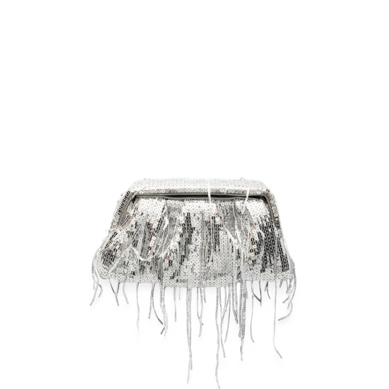Themoirè Athena Sequin-embellished Fringed Clutch Bag
