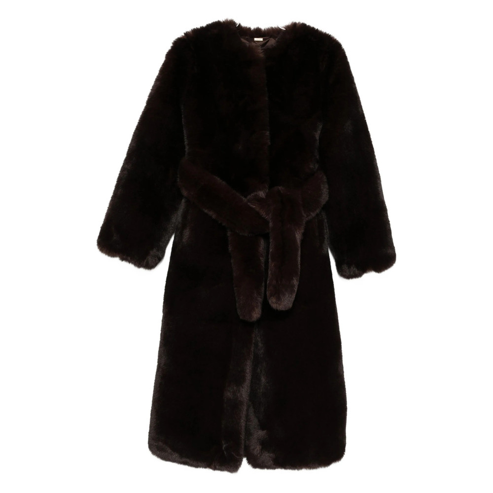 Cult Gaia Belted Faux-fur Coat