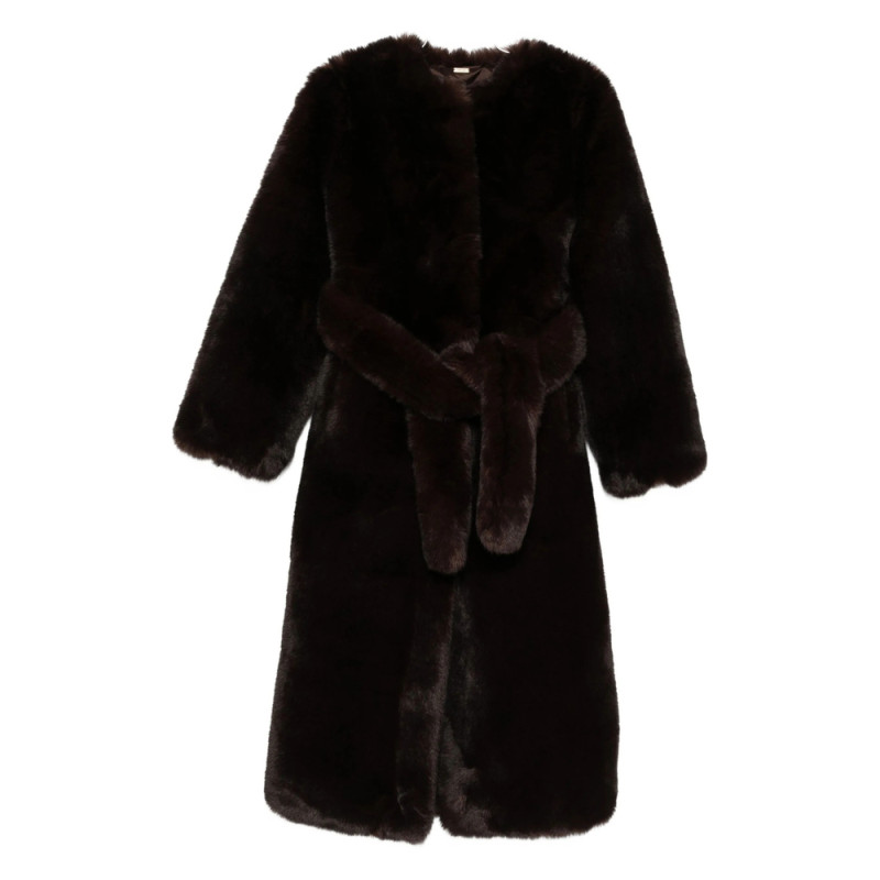 Cult Gaia Belted Faux-fur Coat