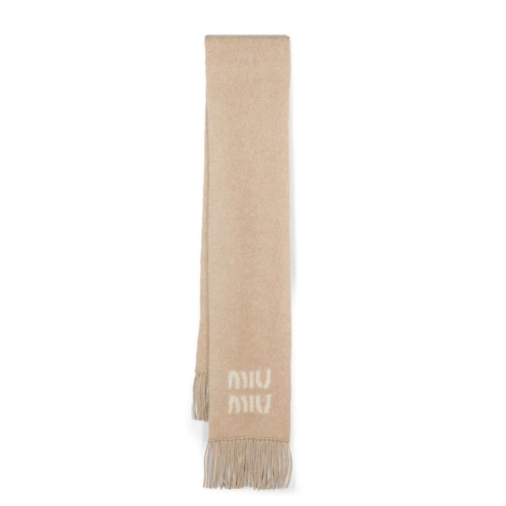 Miu Miu Logo-jacquard Fringed Scarf