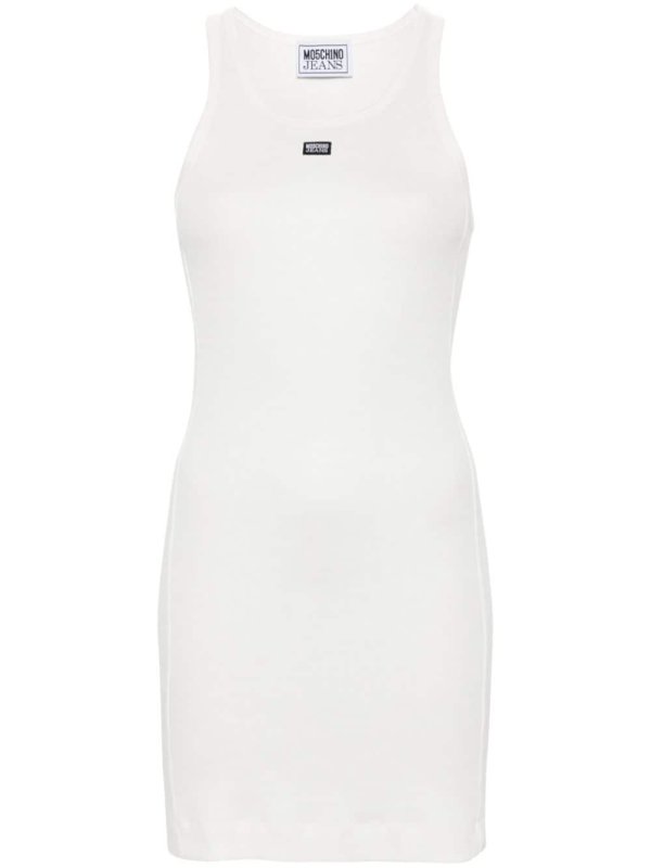 logo-patch fine-ribbed minidress
