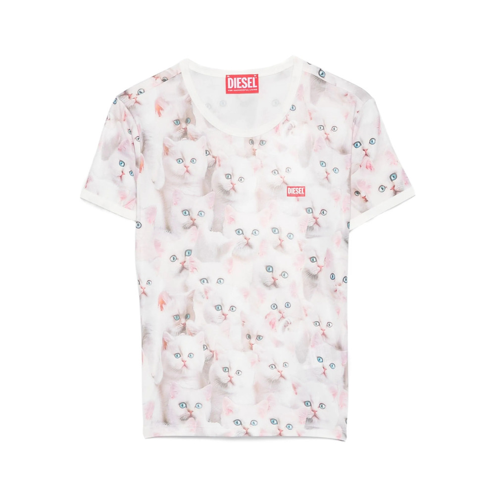 Diesel All-over Cat-print Short-sleeved T-shirt