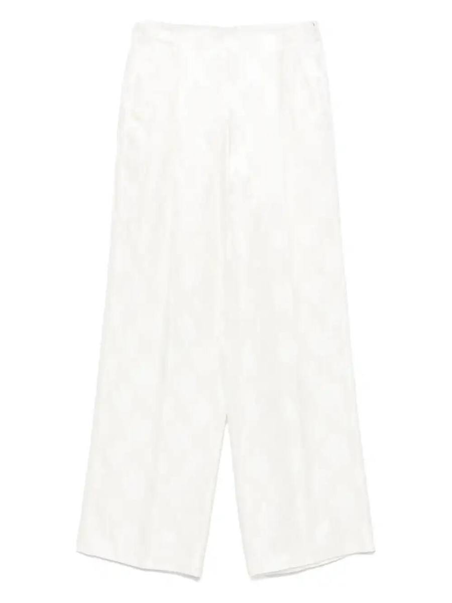 floral-jacquard trousers