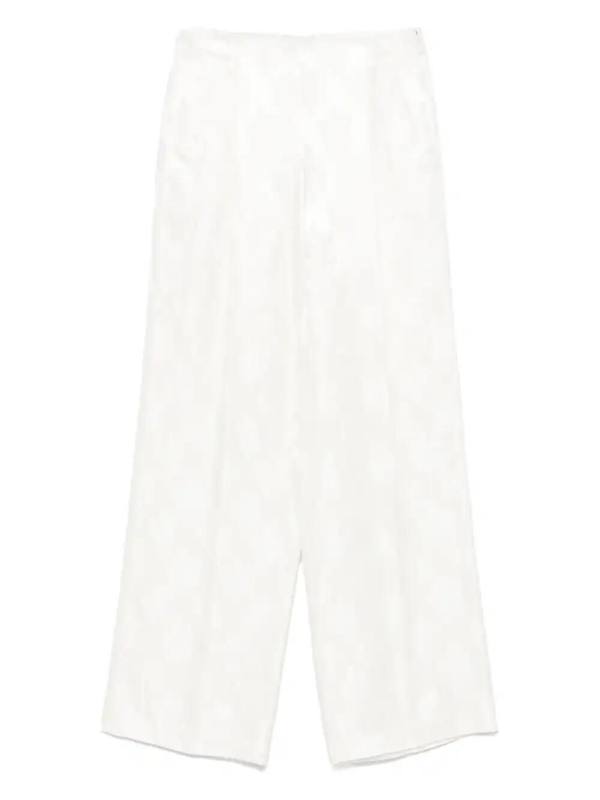 floral-jacquard trousers