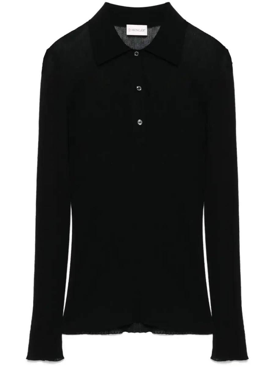 fine-ribbed polo top