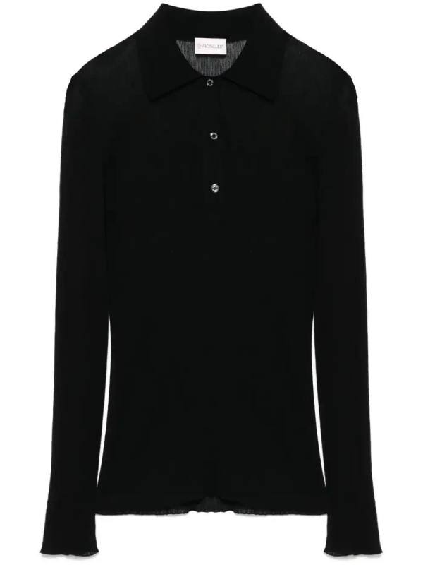 fine-ribbed polo top