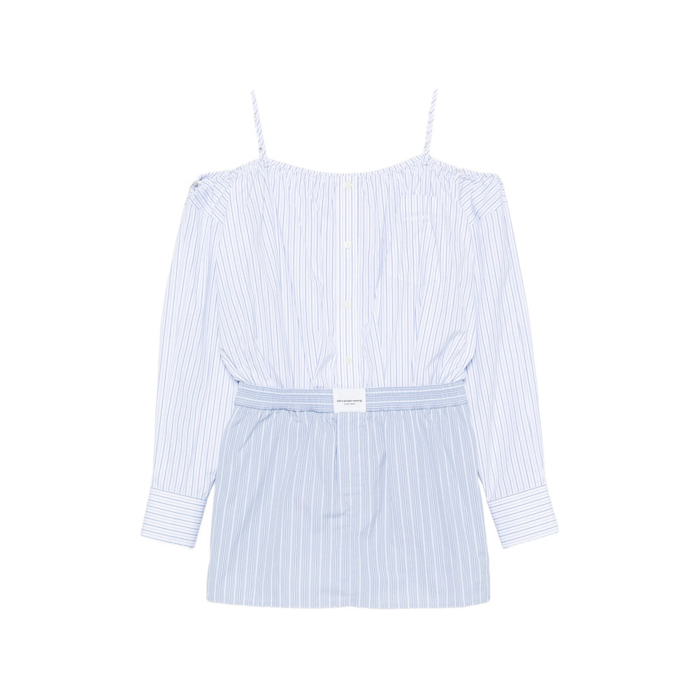 Alexander Wang Striped Off-shoulder Mini Dress