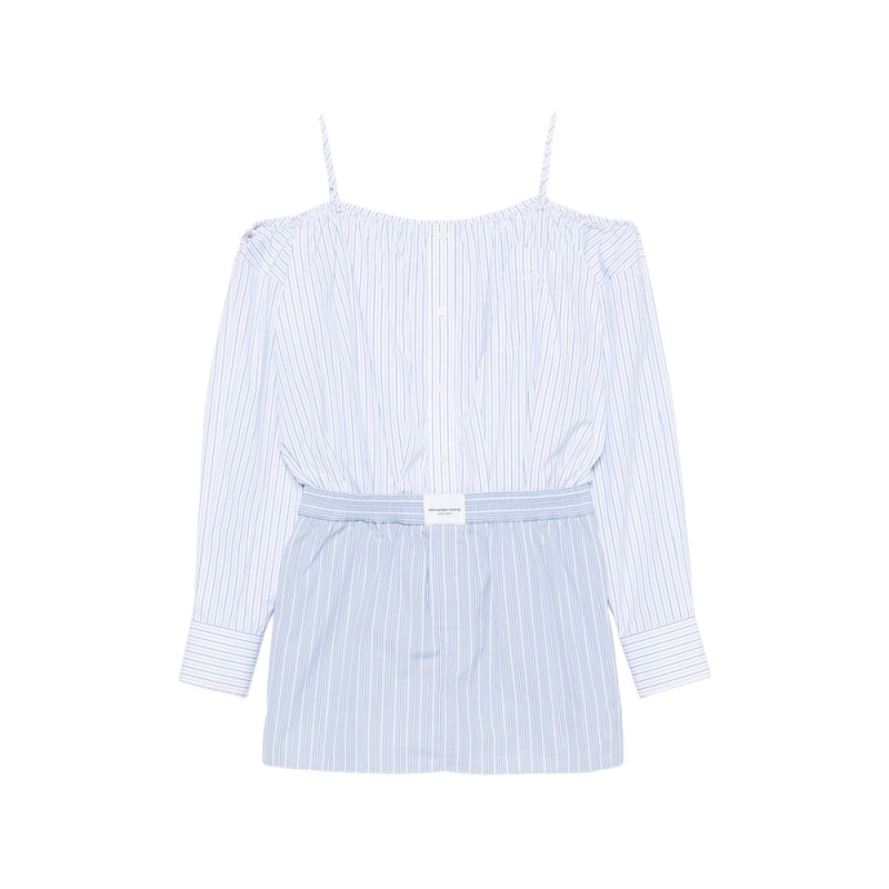 Alexander Wang Striped Off-shoulder Mini Dress