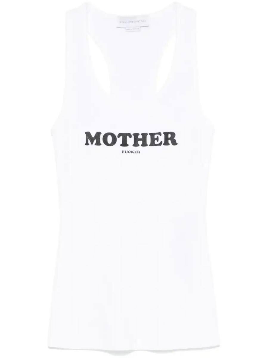 slogan-print tank top