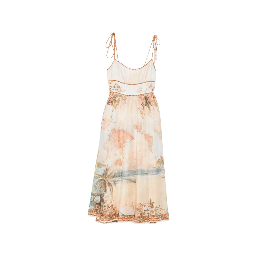Zimmermann Map-print Tie-strap Dress