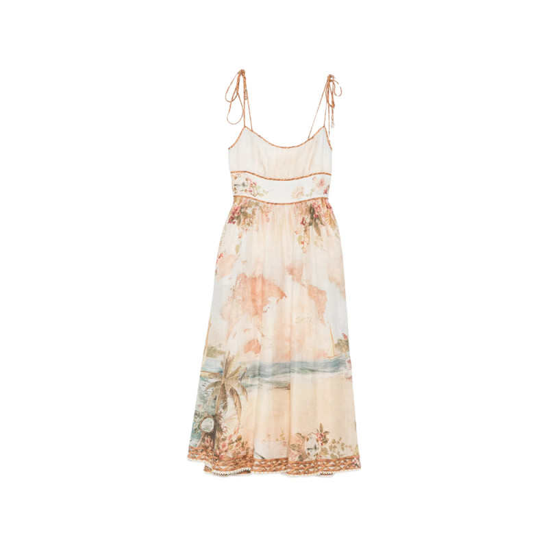 Zimmermann Map-print Tie-strap Dress