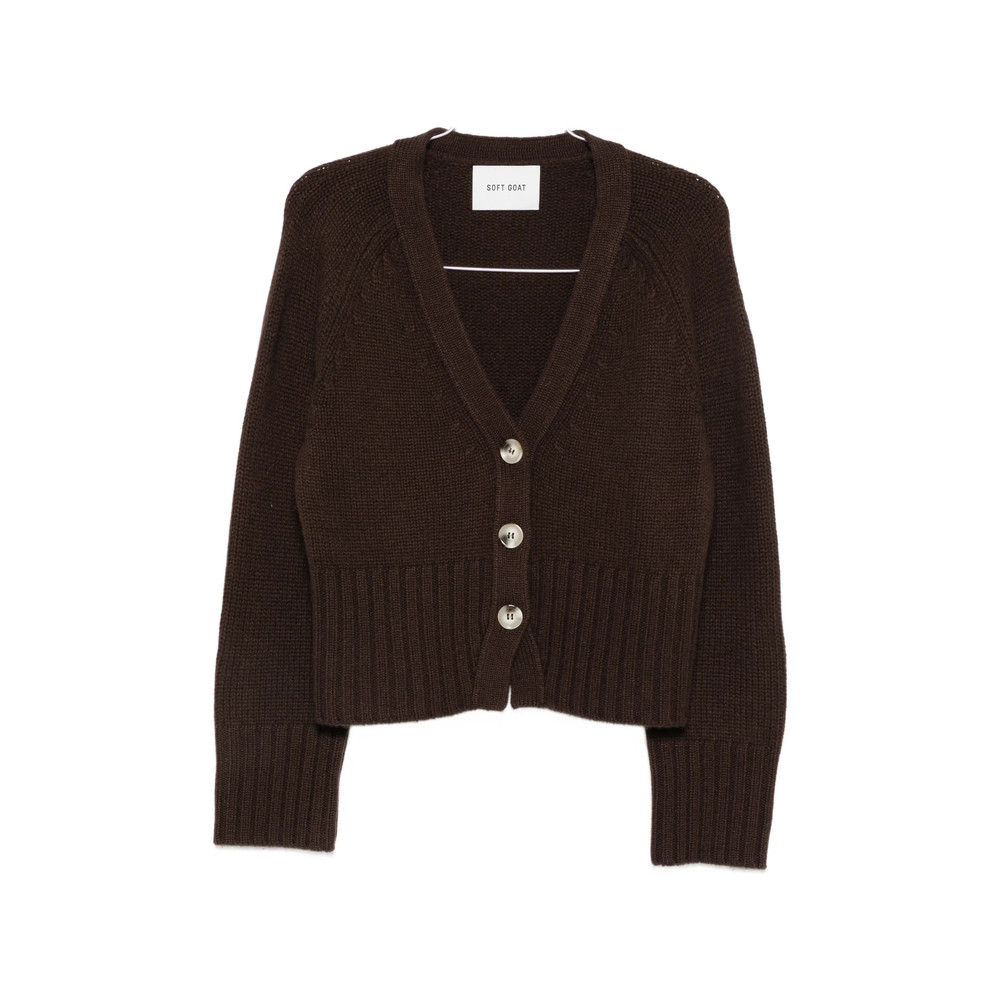 Soft Goat Ribbed-knit V-neck Cardigan